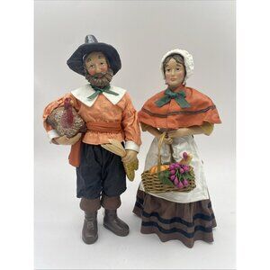 Vintage Midwest of Cannon Falls Pilgrim Couple Thanksgiving Harvest Figurines